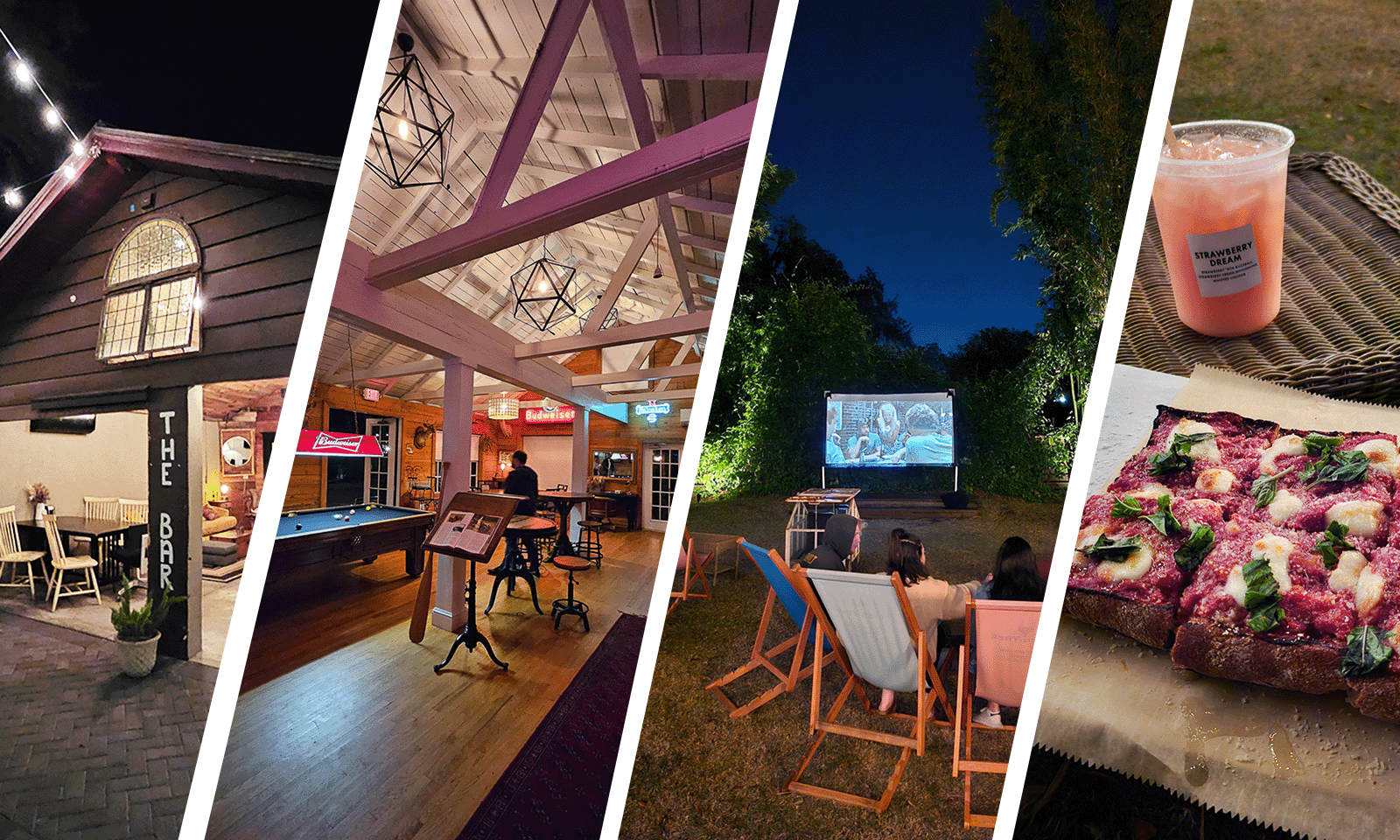 four images of the acre venue activites and food